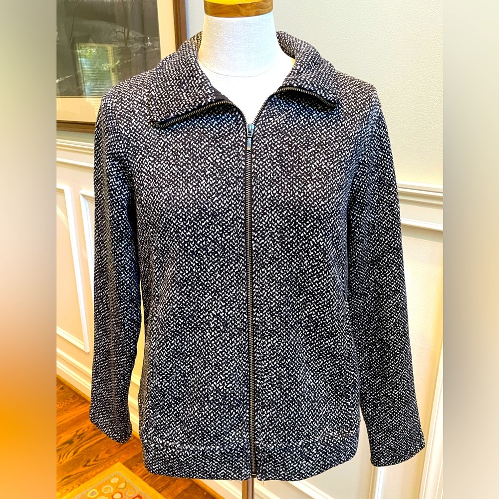 Lands End tweed look heavy fleece, zip up jacket NWOT